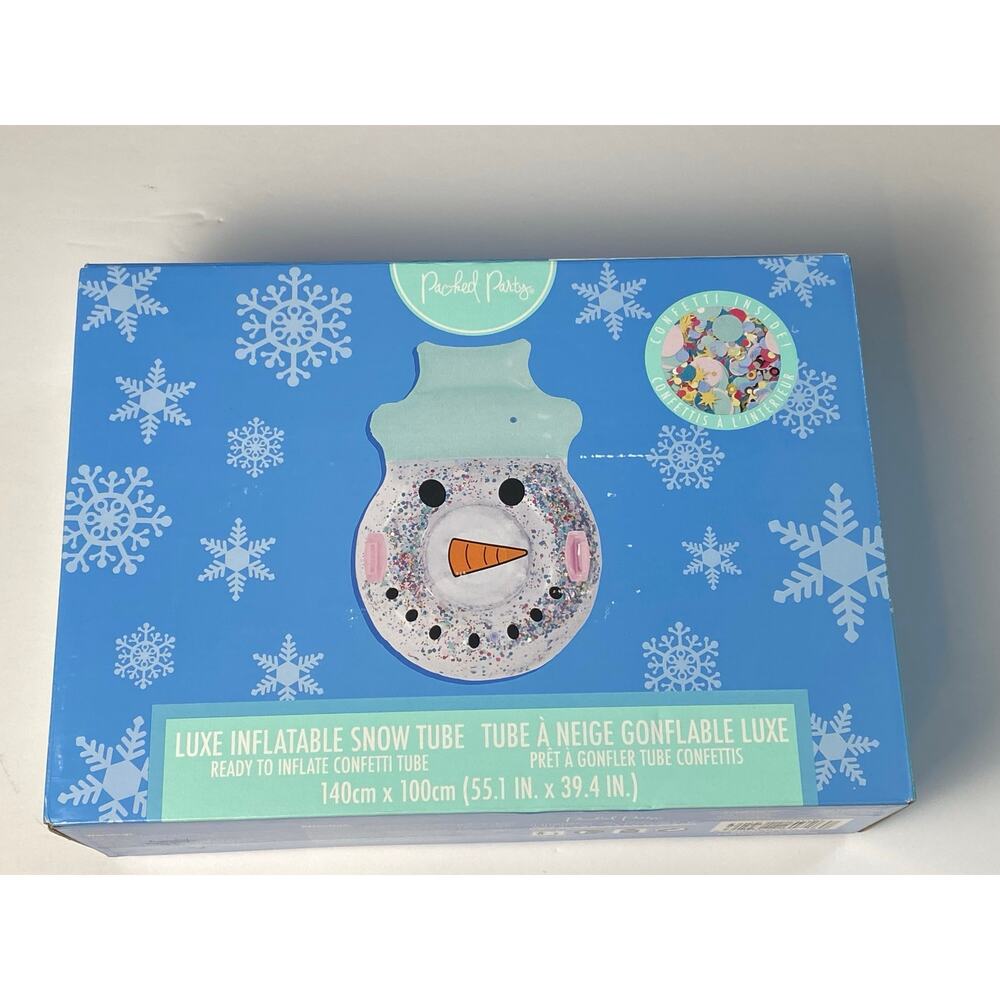 Glitter Snowman Luxe Inflatable Snow Tube/Sled New in Box 55.1" X 39.4"